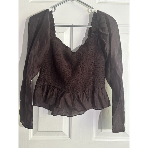 WAYF Women Uptown Ruched Halter Top Color Chocolate Size M #WAYFA20498 - Picture 6 of 6